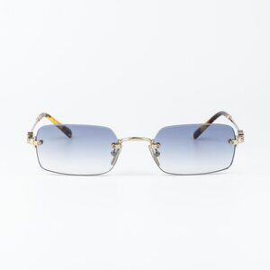 Miu Miu Men Sunglasses Gold Gradient Blue Rectangle MUB50S ZVN80O NEW AUTHENTIC